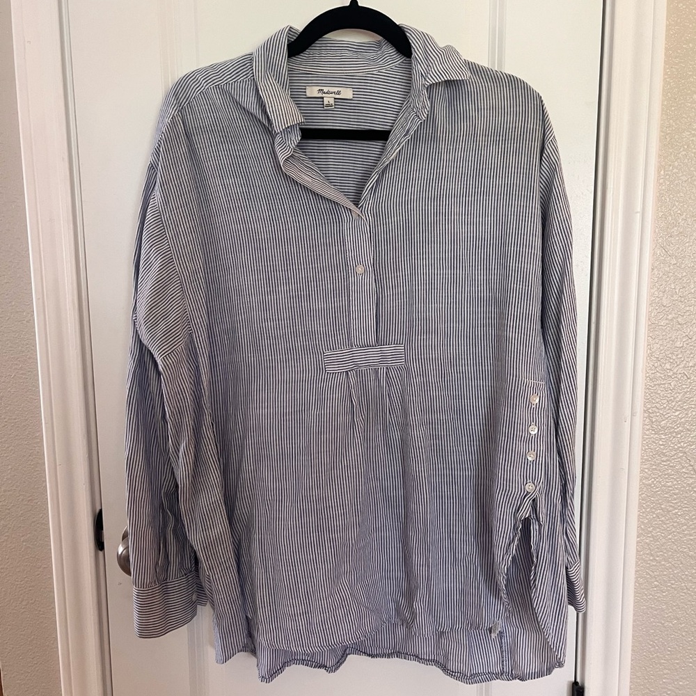 Blue and White Striped Madewell Top